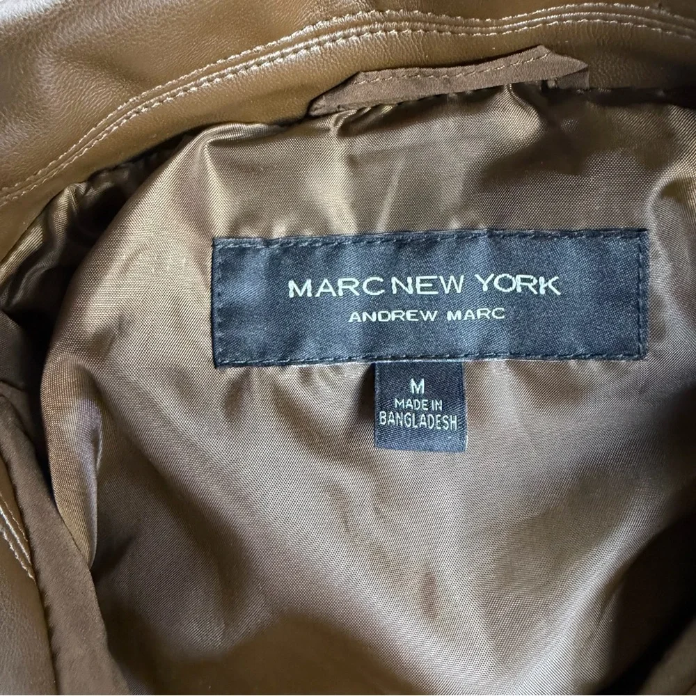 Marc New York Brown Quilted Barn Jacket with Faux Leather Collar NWT Medium‎ - Picture 5 of 6